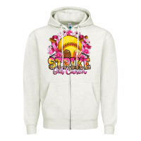 Oatmeal Heather strike out cancer softball Zipper Hoodie - Artiststas
