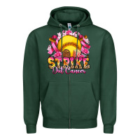 Sports Green strike out cancer softball Zipper Hoodie - Artiststas