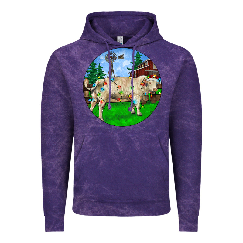 Christmas Charolais Bull And Barnyard Vintage Hoodie by RanaPortraitStore | Teevron