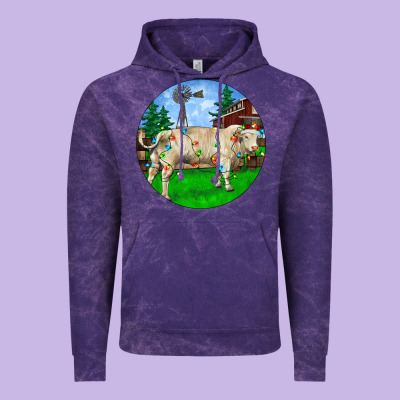 Christmas Charolais Bull And Barnyard Vintage Hoodie Designed By Ranaportraitstore
