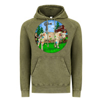 Vintage Olive Christmas Charolais Bull And Barnyard Vintage Hoodie - RanaPortraitStore
