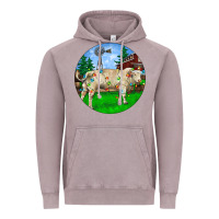 Vintage Zinc Christmas Charolais Bull And Barnyard Vintage Hoodie - RanaPortraitStore