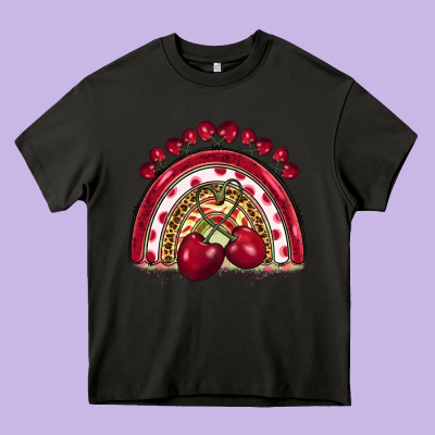 Cherry Rainbow Heavy Core Tee Designed By Barkaloodesign