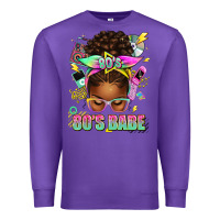 Purple 80's babe afro messy bun Premium Sweatshirt - texasbilliewilder