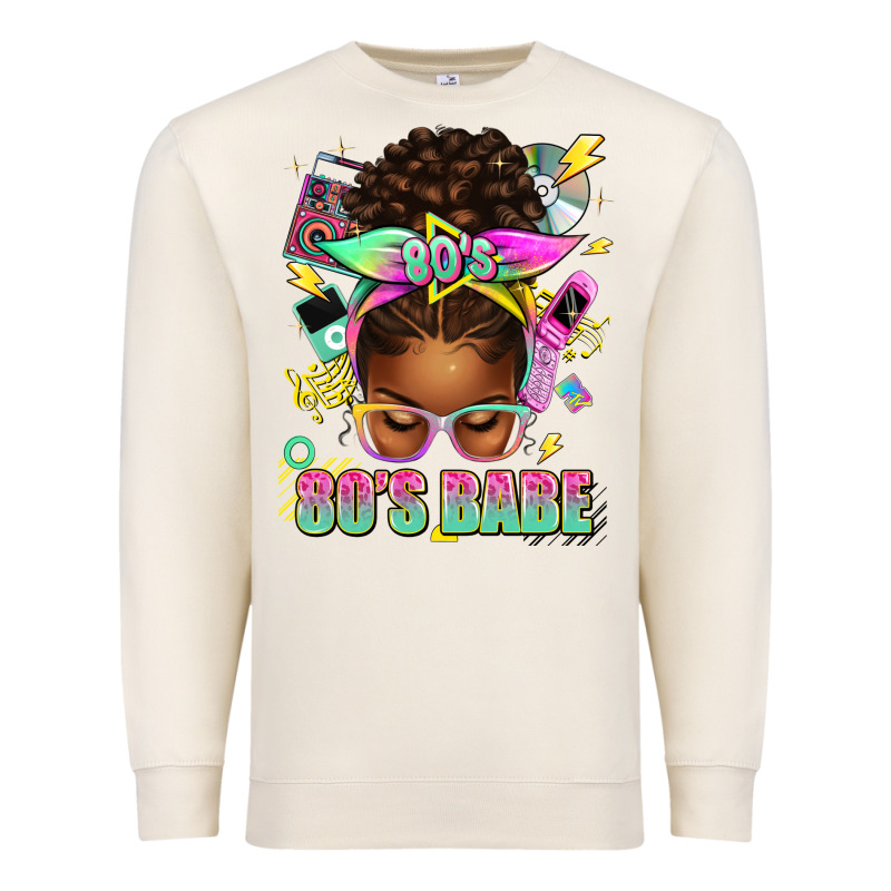 80's Babe Afro Messy Bun Premium Sweatshirt by texasbilliewilder | Teevron