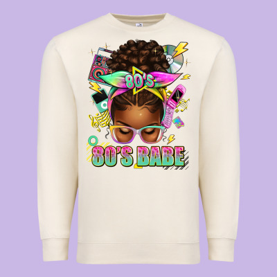 80's Babe Afro Messy Bun Premium Sweatshirt Designed By Texasbilliewilder