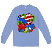 Colony Blue puerto rico hearts Long Sleeve Tee - NancyCooperArtShop