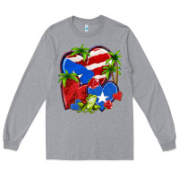 Heather Grey puerto rico hearts Long Sleeve Tee - NancyCooperArtShop
