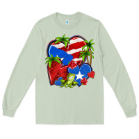 Matcha puerto rico hearts Long Sleeve Tee - NancyCooperArtShop