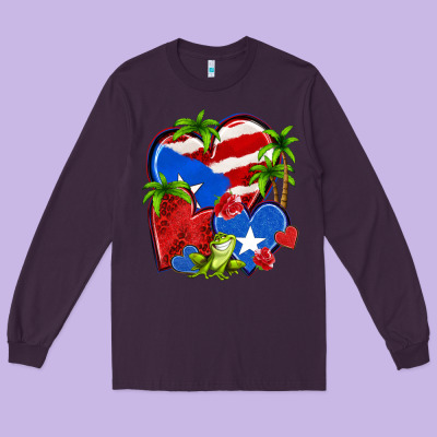 Puerto Rico Hearts Long Sleeve Tee Designed By Nancycooperartshop