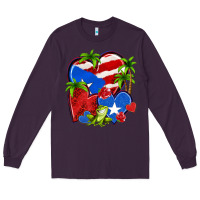 Plum puerto rico hearts Long Sleeve Tee - NancyCooperArtShop