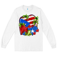 White puerto rico hearts Long Sleeve Tee - NancyCooperArtShop