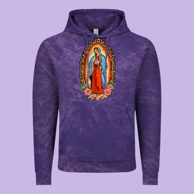 Our Lady Of Guadalupe Leopard And Roses Vintage Hoodie Designed By Barkaloodesign
