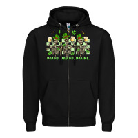 Black st. patrick's day skeletons drink drank drunk Zipper Hoodie - Artiststas