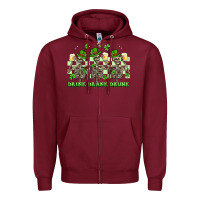 Burgundy st. patrick's day skeletons drink drank drunk Zipper Hoodie - Artiststas