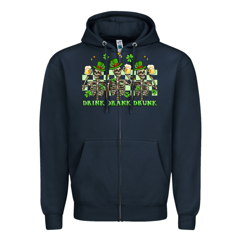 St. Patrick's Day Skeletons Drink Drank Drunk Zipper Hoodie by Artiststas | Teevron