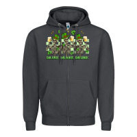 Smoke st. patrick's day skeletons drink drank drunk Zipper Hoodie - Artiststas