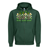 Sports Green st. patrick's day skeletons drink drank drunk Zipper Hoodie - Artiststas