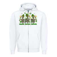 White st. patrick's day skeletons drink drank drunk Zipper Hoodie - Artiststas