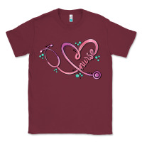 Burgundy nurse heart Classic Tee - MaliasSmallBusiness