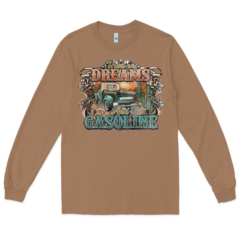 Runs On Dreams And Gasoline Truck Western Long Sleeve Tee by NancyCooperArtShop | Teevron