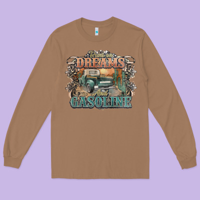 Runs On Dreams And Gasoline Truck Western Long Sleeve Tee Designed By Nancycooperartshop