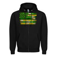 Black st patrick's day american flag Zipper Hoodie - Artiststas