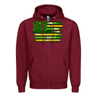 Burgundy st patrick's day american flag Zipper Hoodie - Artiststas