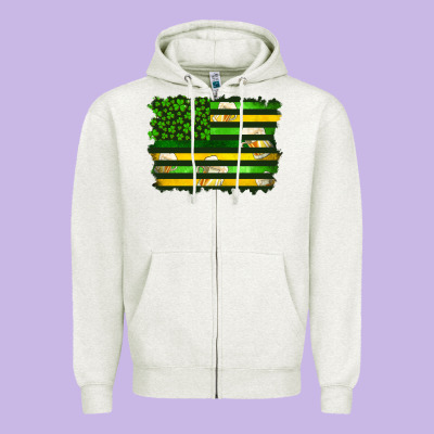 St Patrick's Day American Flag Zipper Hoodie Designed By Artiststas