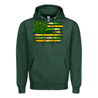 Sports Green st patrick's day american flag Zipper Hoodie - Artiststas