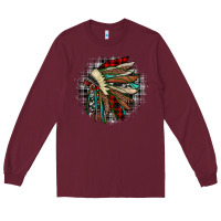 Burgundy indian headdress Long Sleeve Tee - JahusDesignShop