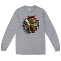 Heather Grey indian headdress Long Sleeve Tee - JahusDesignShop