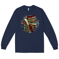Navy indian headdress Long Sleeve Tee - JahusDesignShop