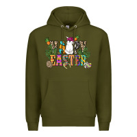Army Green Happy Easter with cowboy Easter Day Premium Hoodie - HowdyJamesFarm