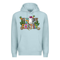 Blue Mist Happy Easter with cowboy Easter Day Premium Hoodie - HowdyJamesFarm