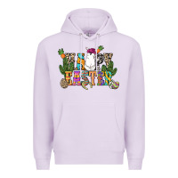 Lilac Happy Easter with cowboy Easter Day Premium Hoodie - HowdyJamesFarm