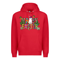 Red Happy Easter with cowboy Easter Day Premium Hoodie - HowdyJamesFarm
