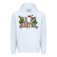 White Happy Easter with cowboy Easter Day Premium Hoodie - HowdyJamesFarm
