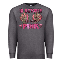 Charcoal Heather in october we wear pink skeleton Premium Sweatshirt - texasbilliewilder