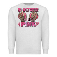 Oatmeal Heather in october we wear pink skeleton Premium Sweatshirt - texasbilliewilder