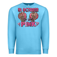 Ocean Blue in october we wear pink skeleton Premium Sweatshirt - texasbilliewilder