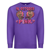 Purple in october we wear pink skeleton Premium Sweatshirt - texasbilliewilder