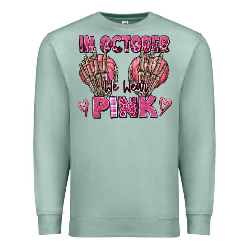 In October We Wear Pink Skeleton Premium Sweatshirt by texasbilliewilder | Teevron