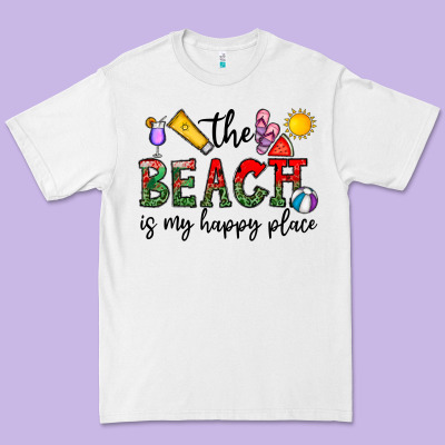 The Beach Is My Happy Place Premium Tee Designed By Cowhidedigitalart