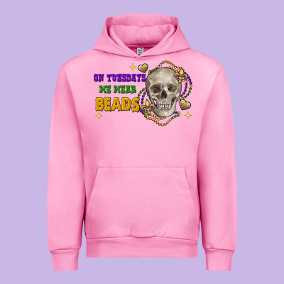 On Tuesdays We Wear Beads Skull Urban Hoodie Designed By Fadigitalartstudio