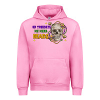 Fuchsia Pink On tuesdays we wear beads skull Urban Hoodie - FaDigitalArtStudio