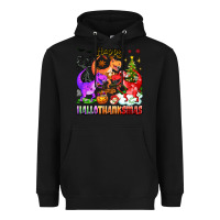 Black happy hallothanksmas dinosaur Heavyweight Hoodie - texasbilliewilder