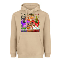 Mushroom happy hallothanksmas dinosaur Heavyweight Hoodie - texasbilliewilder