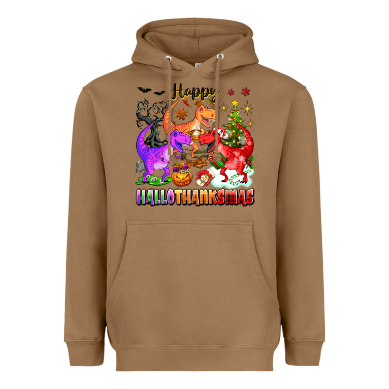 Happy Hallothanksmas Dinosaur Heavyweight Hoodie by texasbilliewilder | Teevron