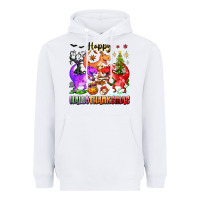 White happy hallothanksmas dinosaur Heavyweight Hoodie - texasbilliewilder